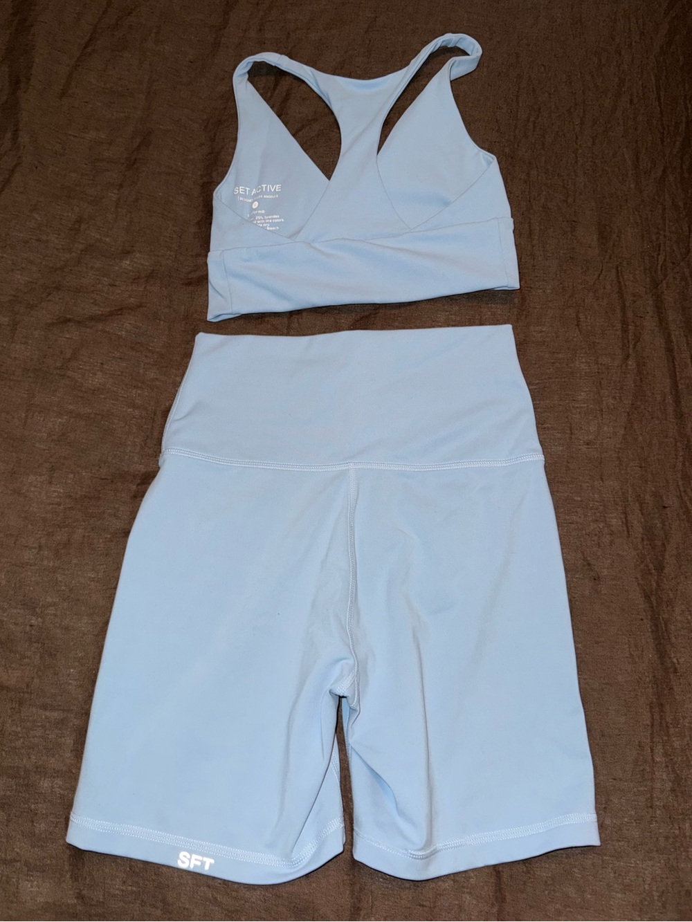 SET Active Light Blue Sports Bra & Shorts Set - Picture 4 of 5